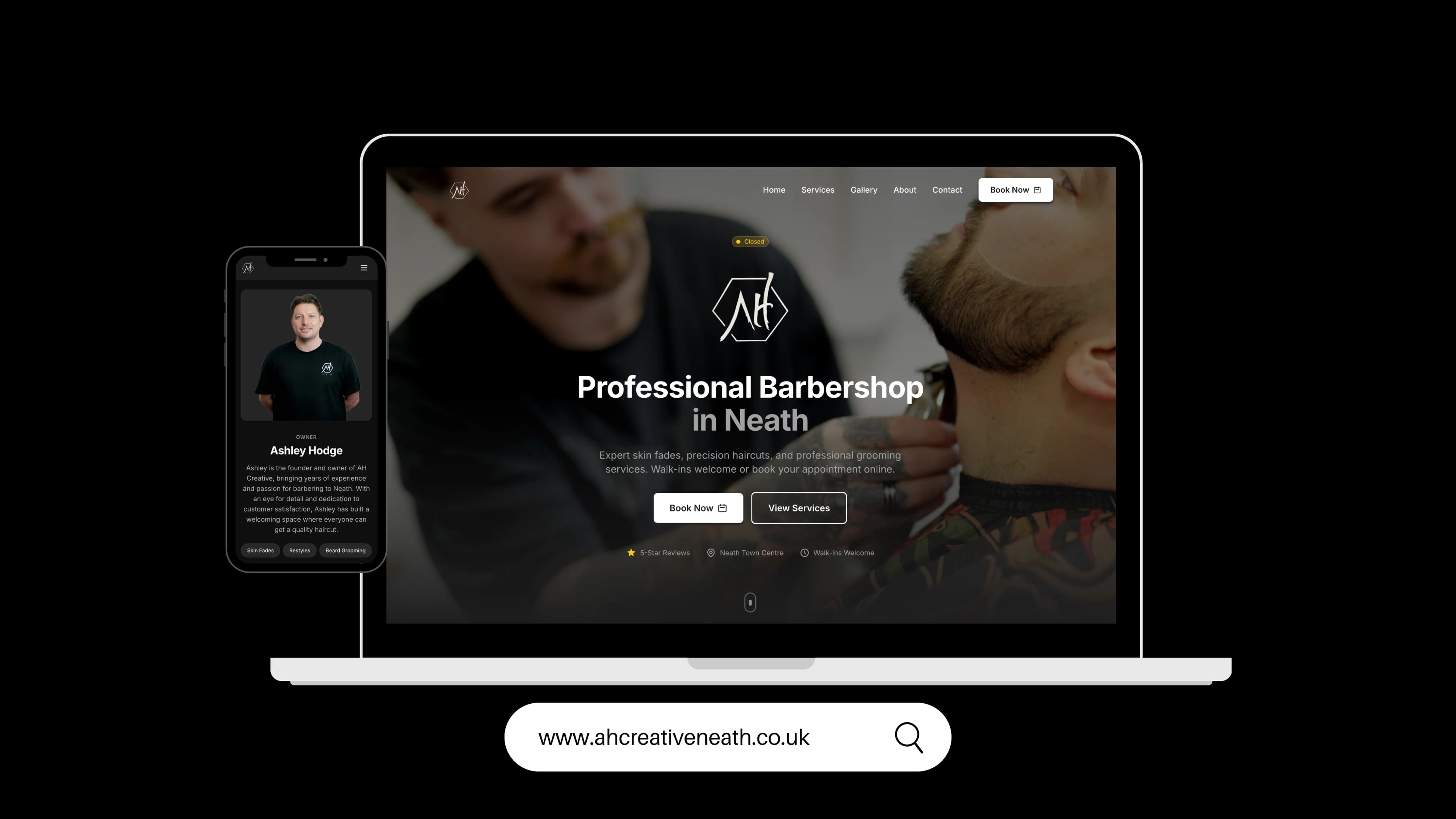 AH Creative Barbershop: Barbershop & Grooming project by WebDev Wales
