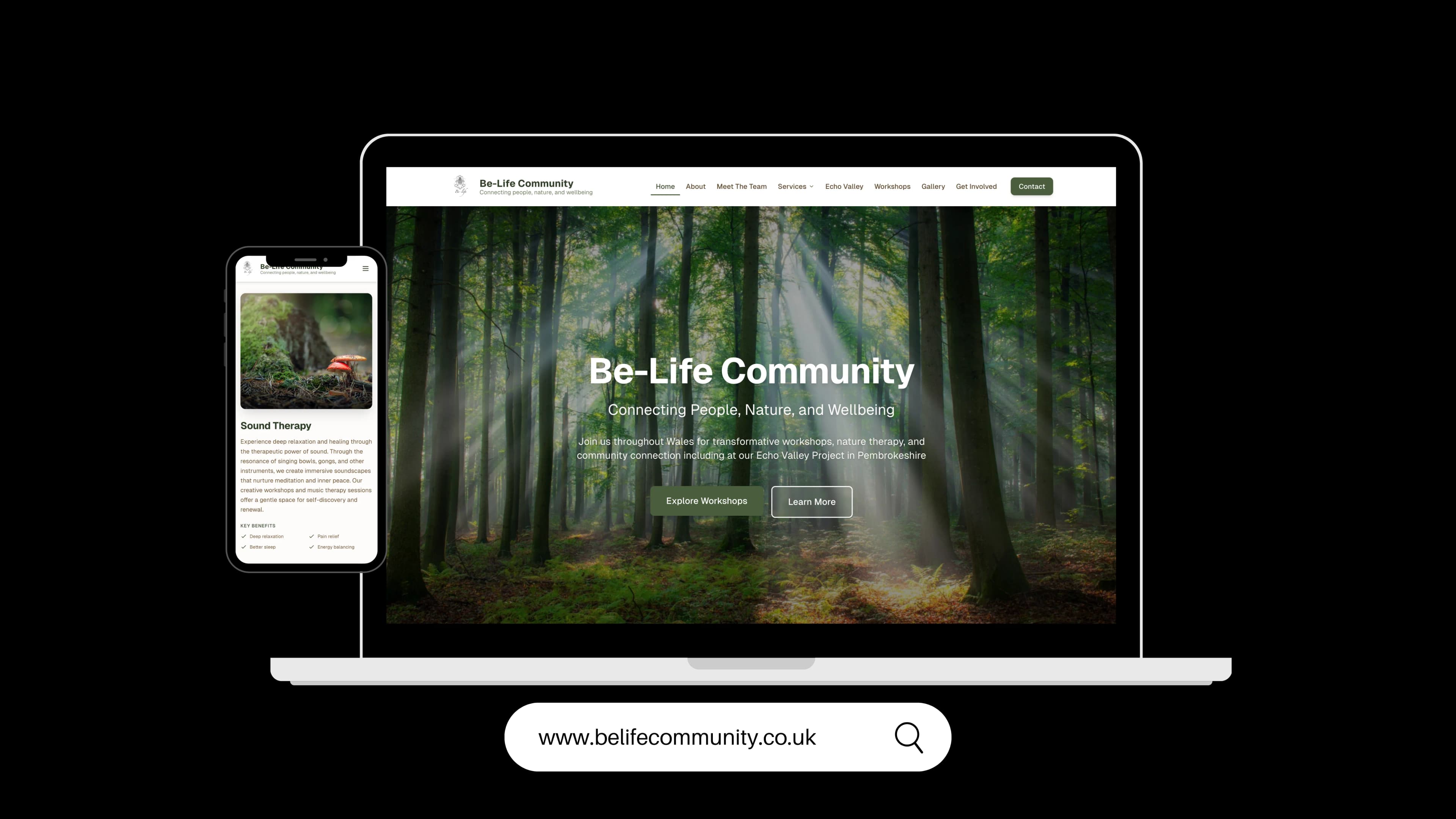 Be-Life Community CIC: Wellbeing & Nature Connection project by WebDev Wales