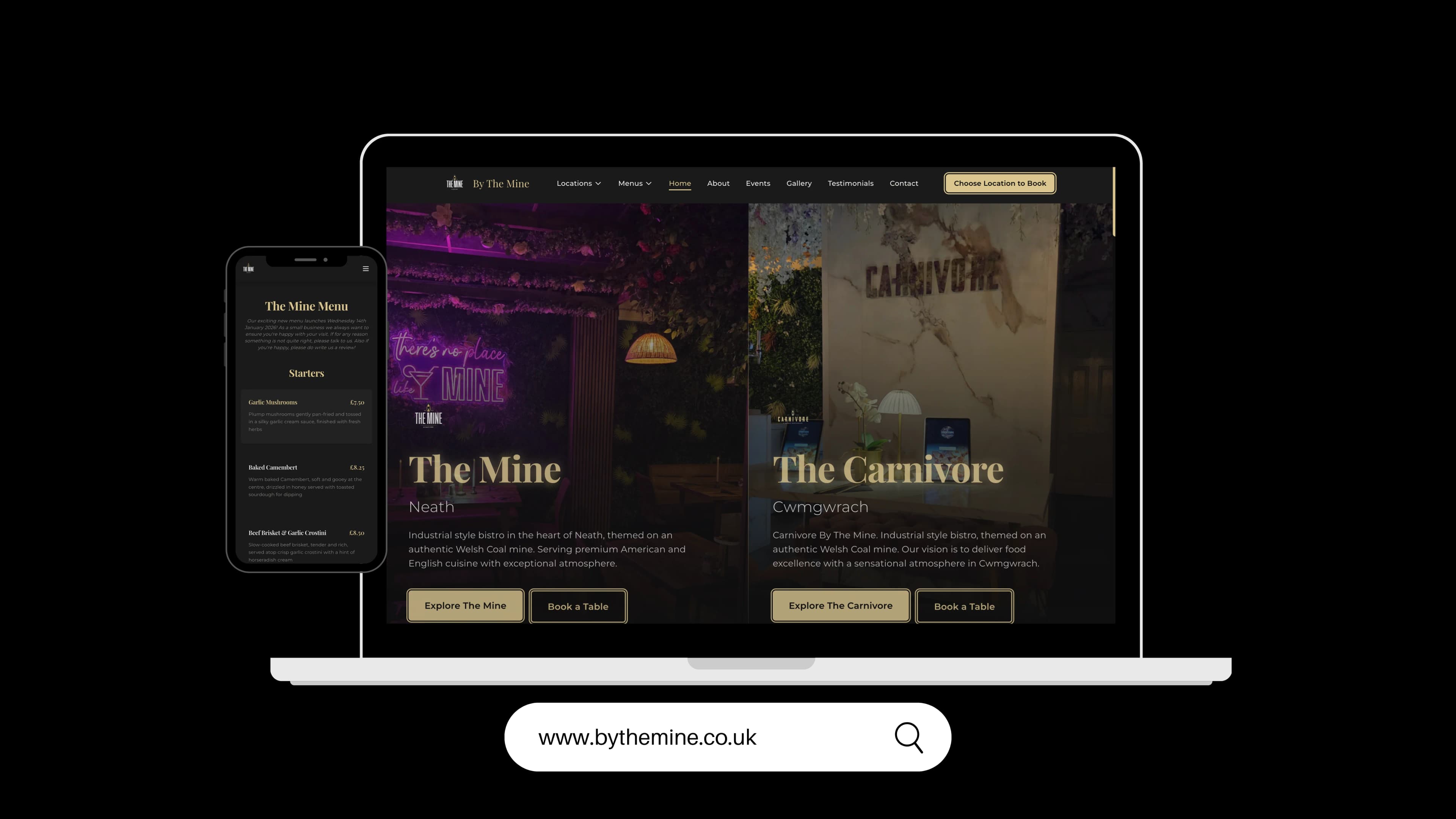By The Mine Restaurants: Restaurant & Premium Dining project by WebDev Wales