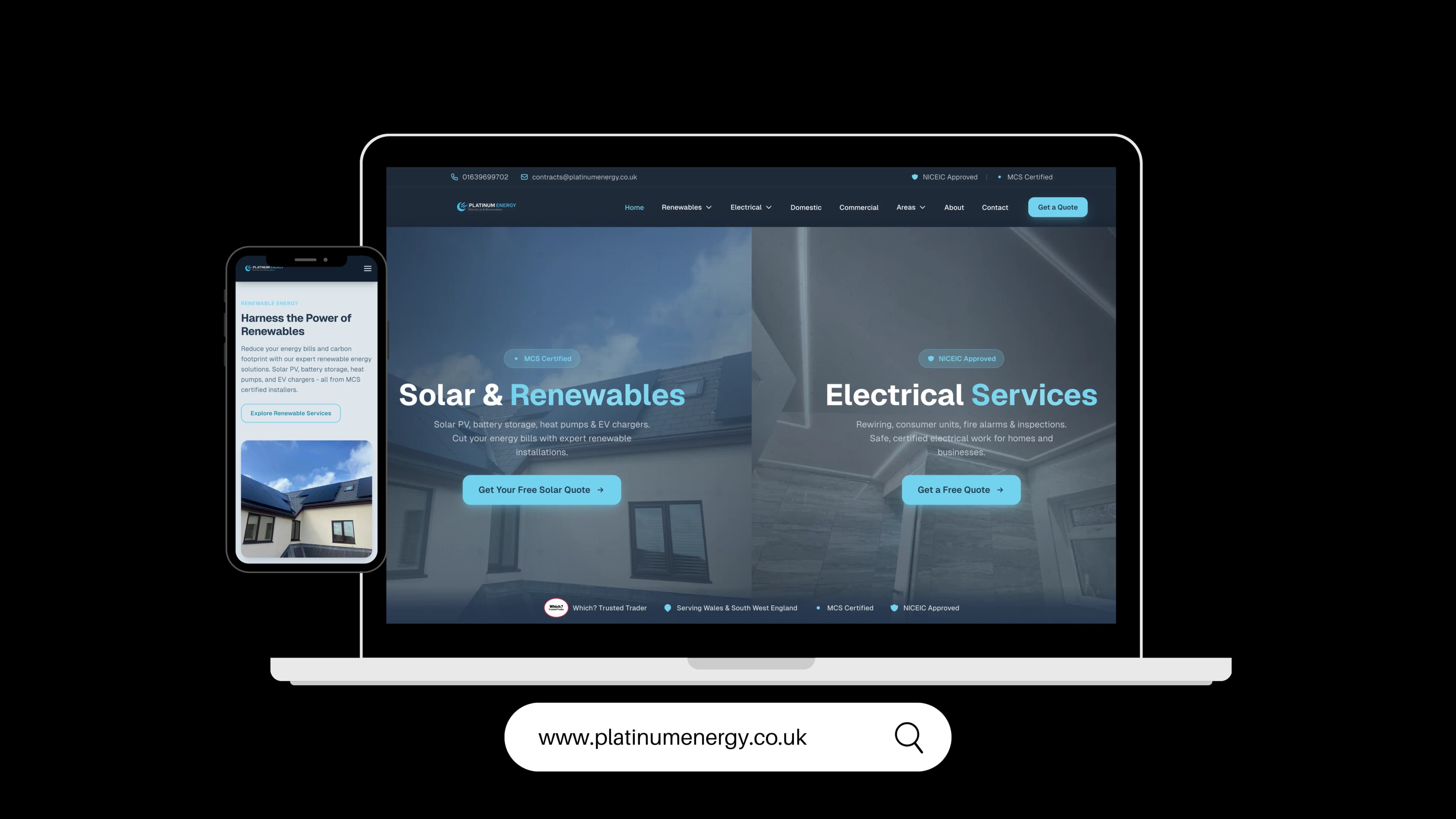Platinum Energy: Electrical & Renewable Energy project by WebDev Wales