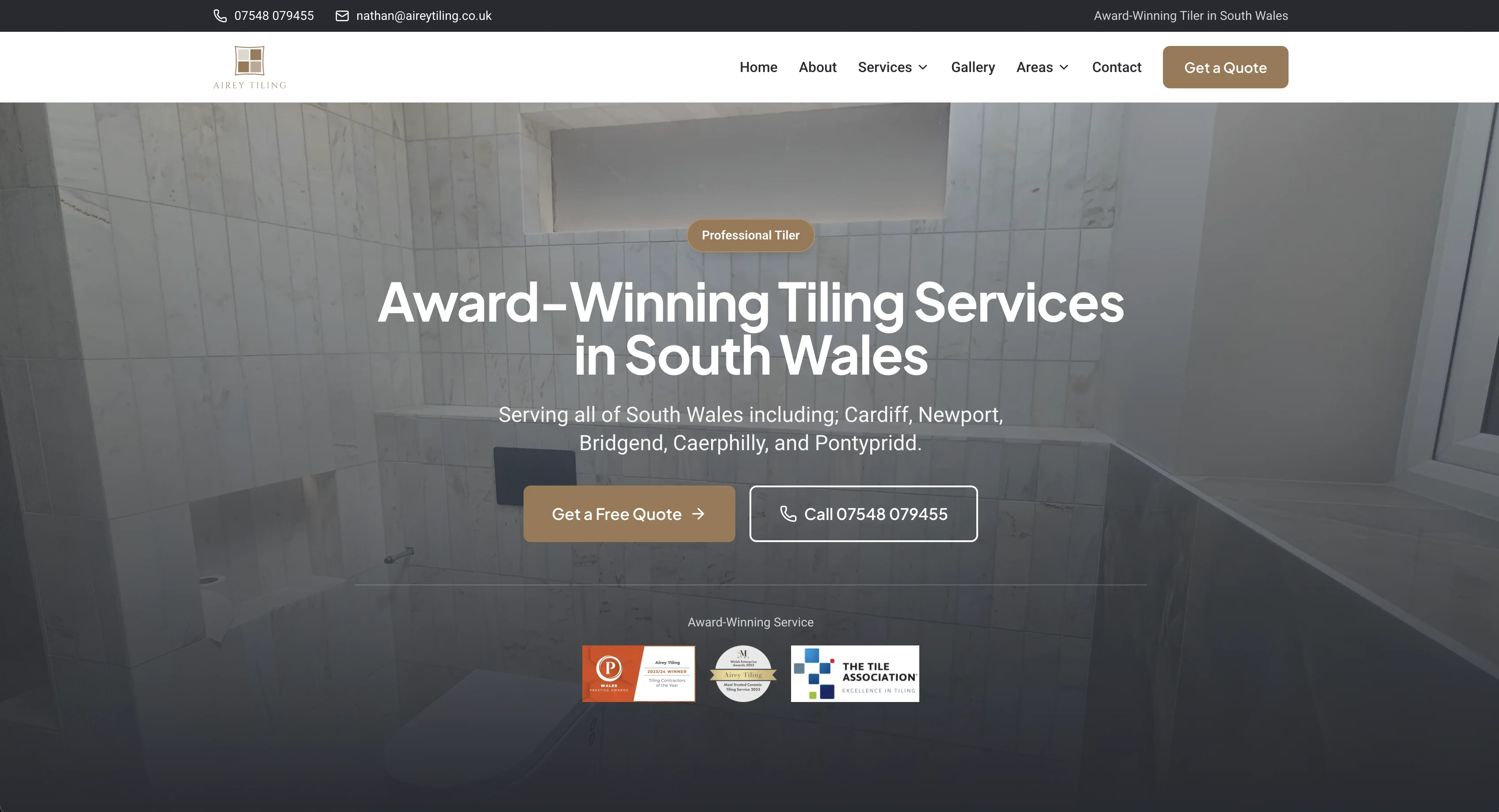 Airey Tiling website screen 1