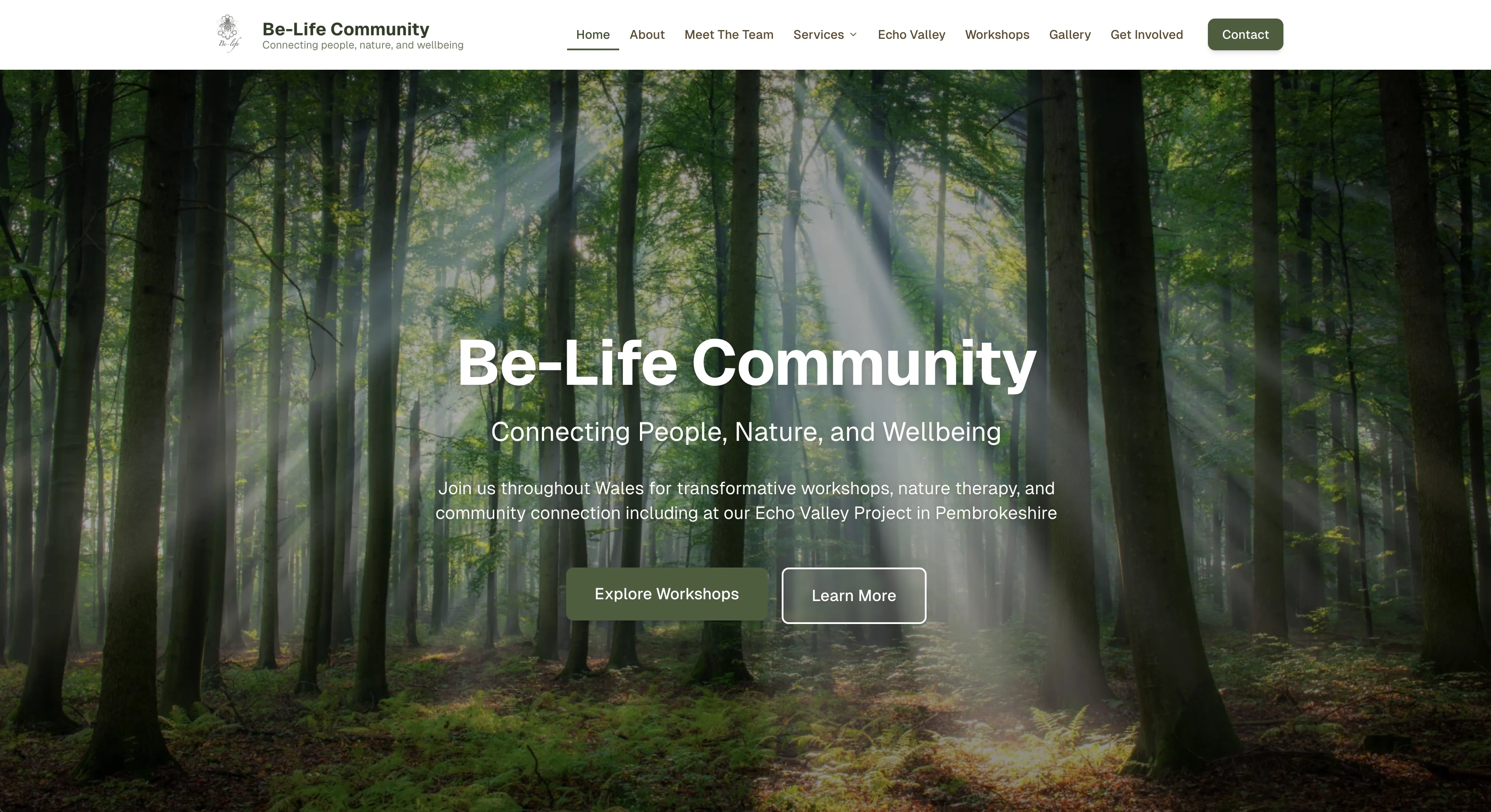Be-Life Community CIC website screen 1