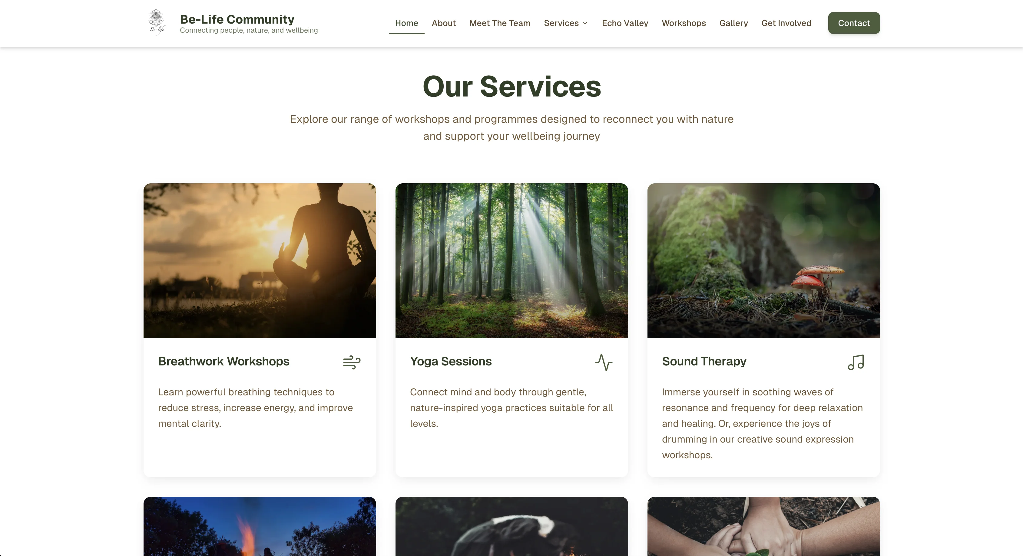 Be-Life Community CIC website screen 2