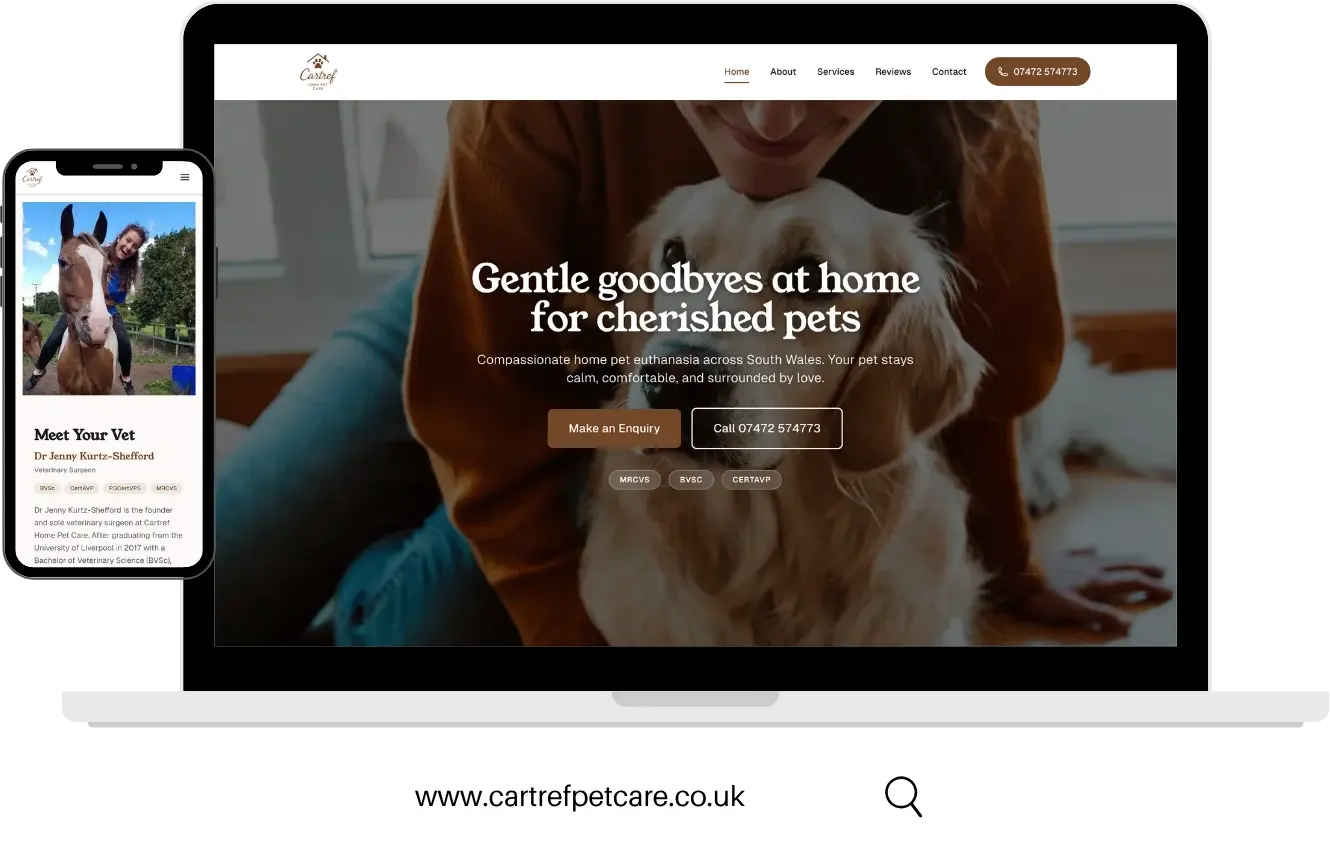 Cartref Home Pet Care website