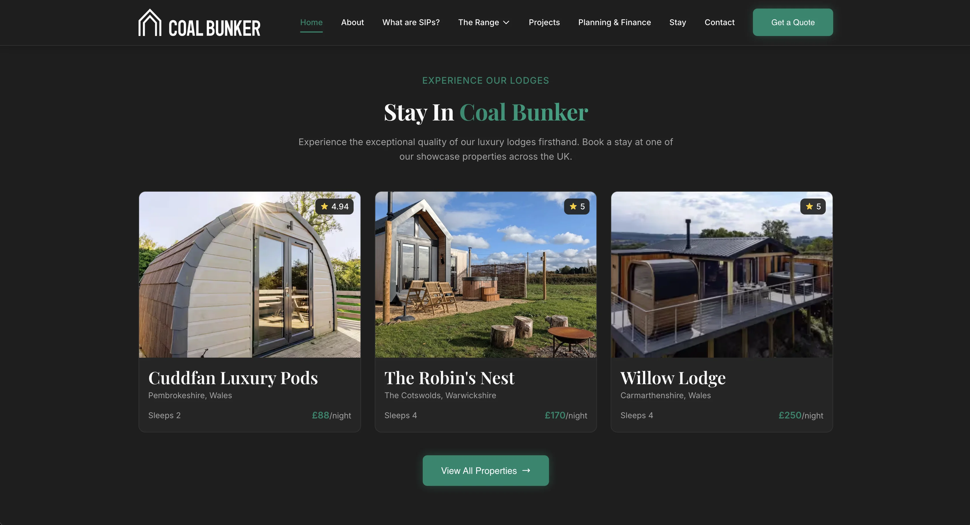 Coal Bunker website screen 2