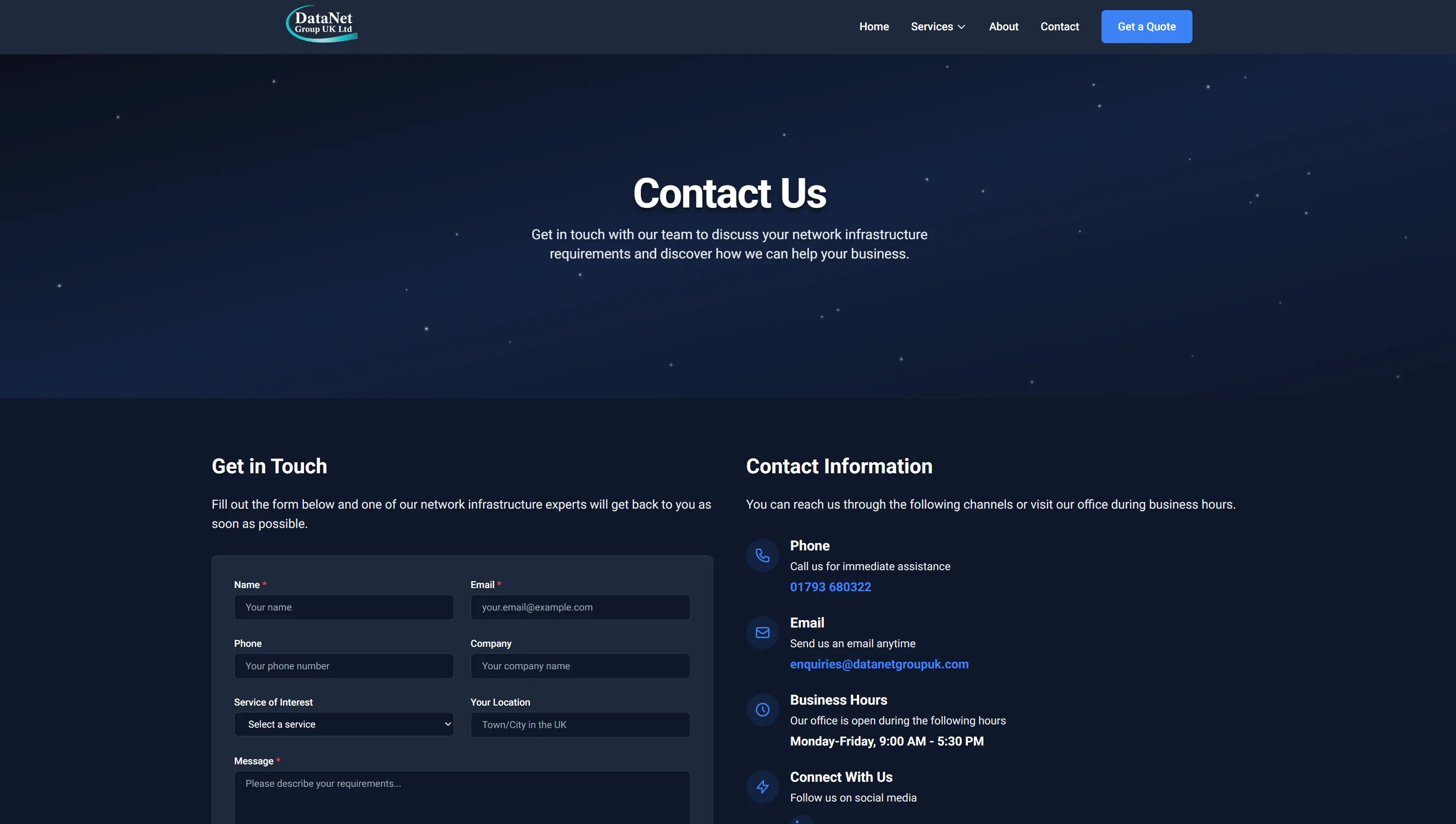 Datanet Group website screen 1