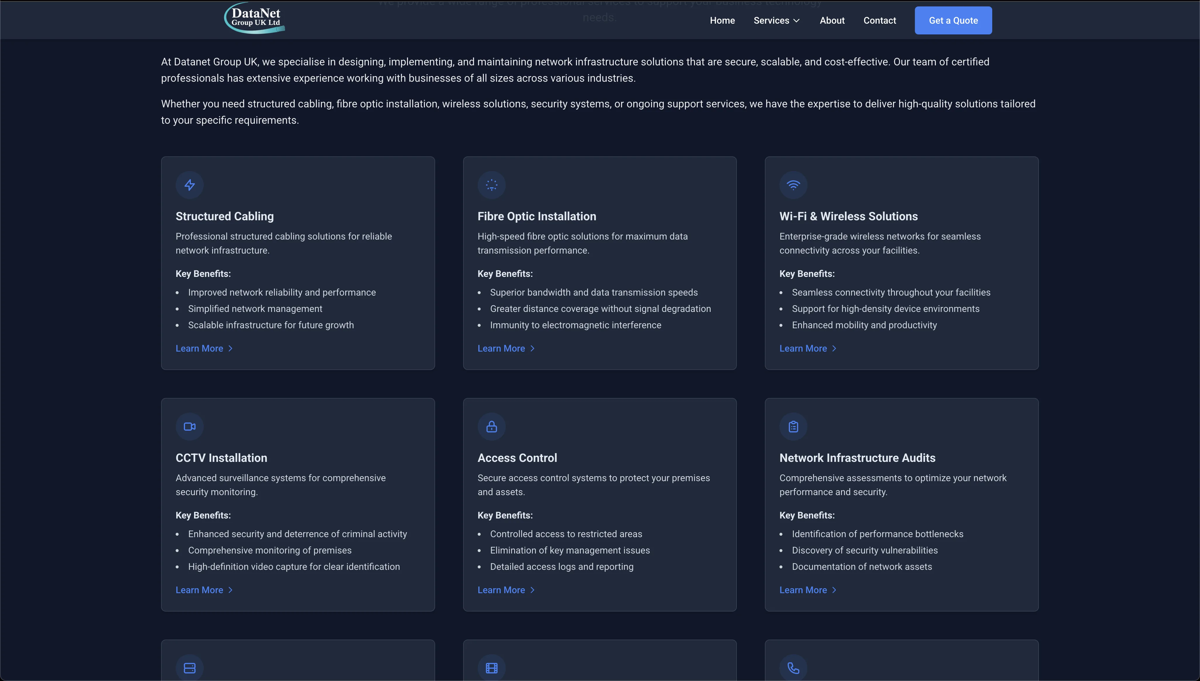 Datanet Group website screen 2