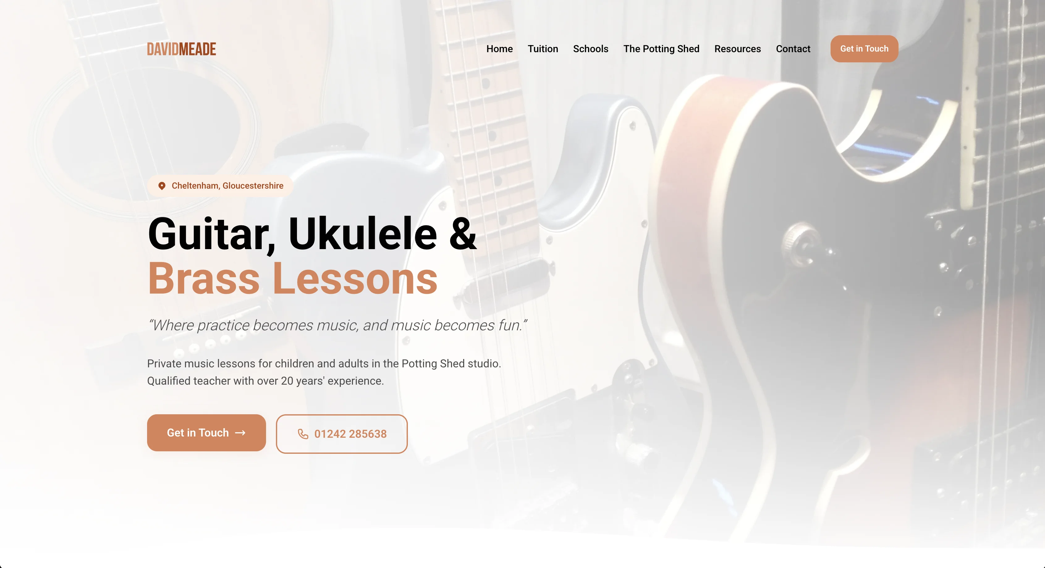 David Meade Guitar Tuition website screen 1