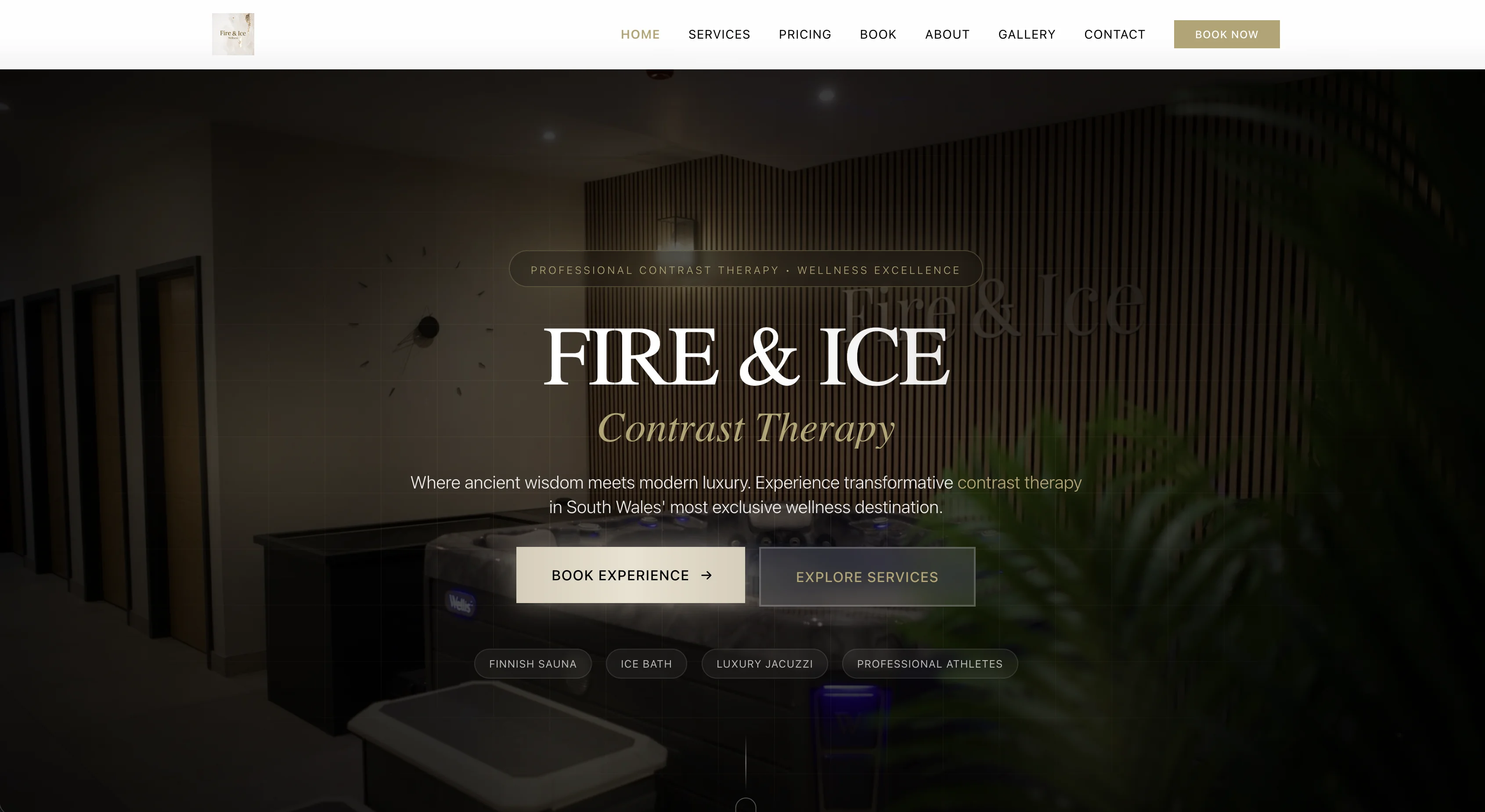 Fire & Ice Spa website screen 1