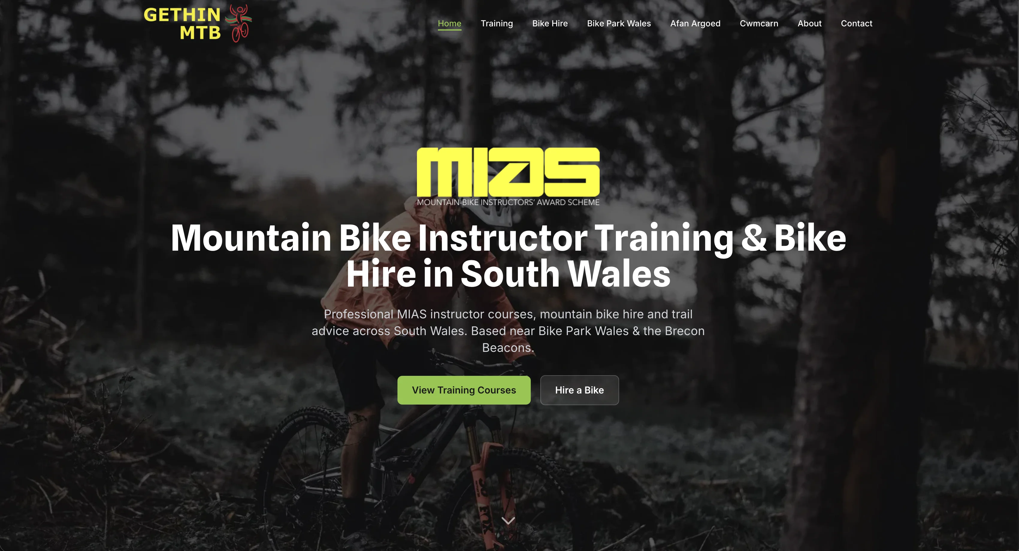 Gethin MTB website screen 2