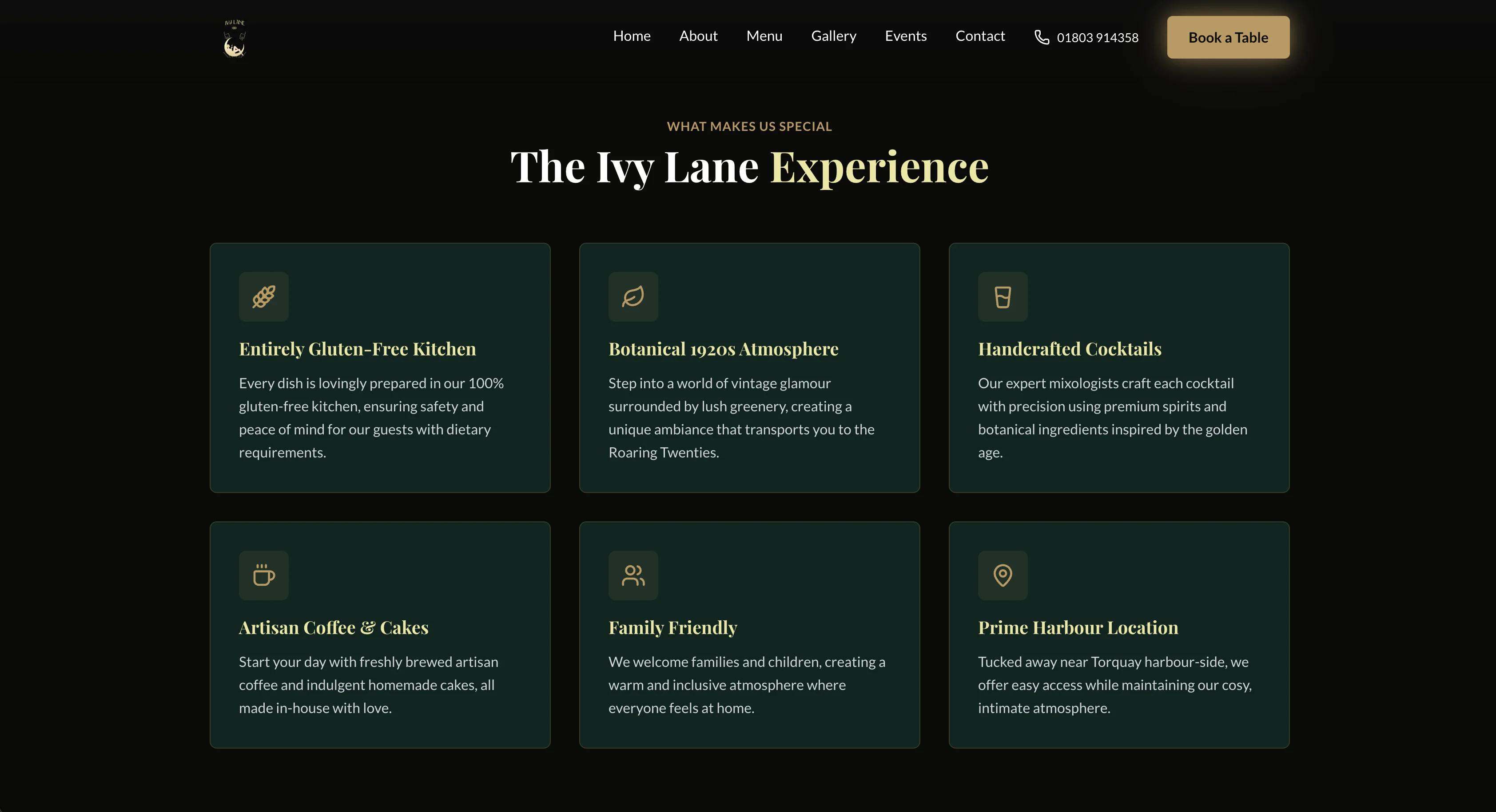 Ivy Lane Cocktail Bar website screen 1