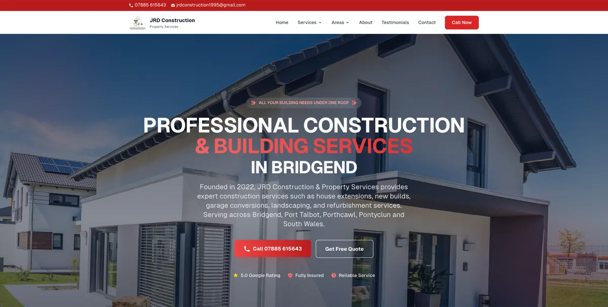 JRD Construction & Property Services website screen 2