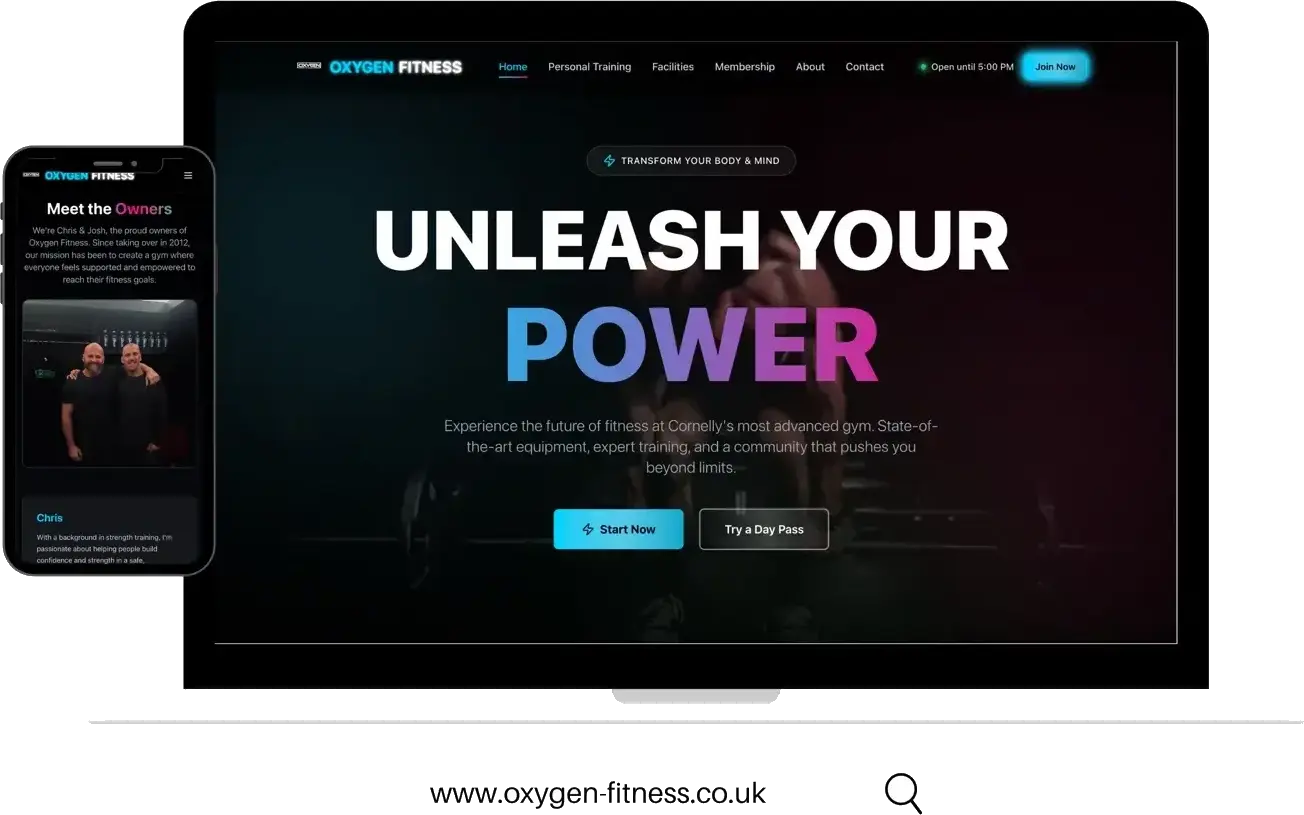 Oxygen Fitness Wales website