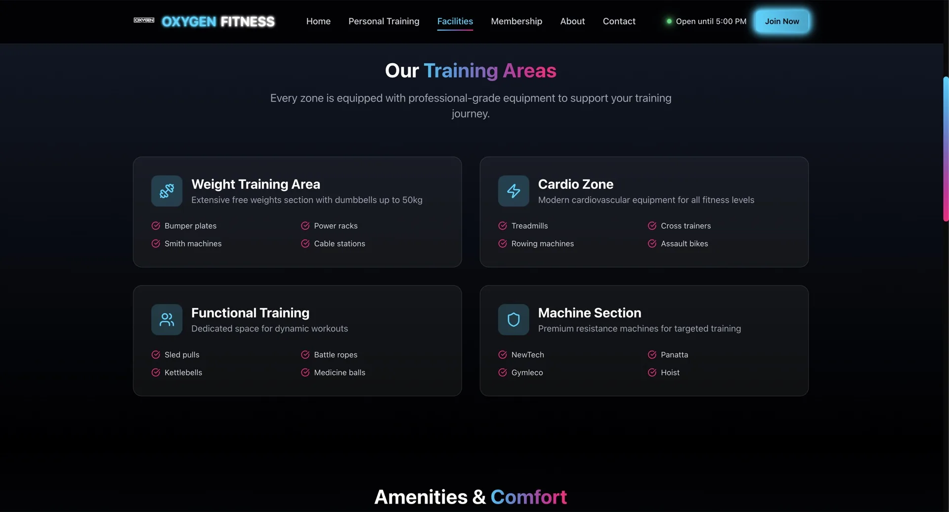 Oxygen Fitness Wales website screen 1