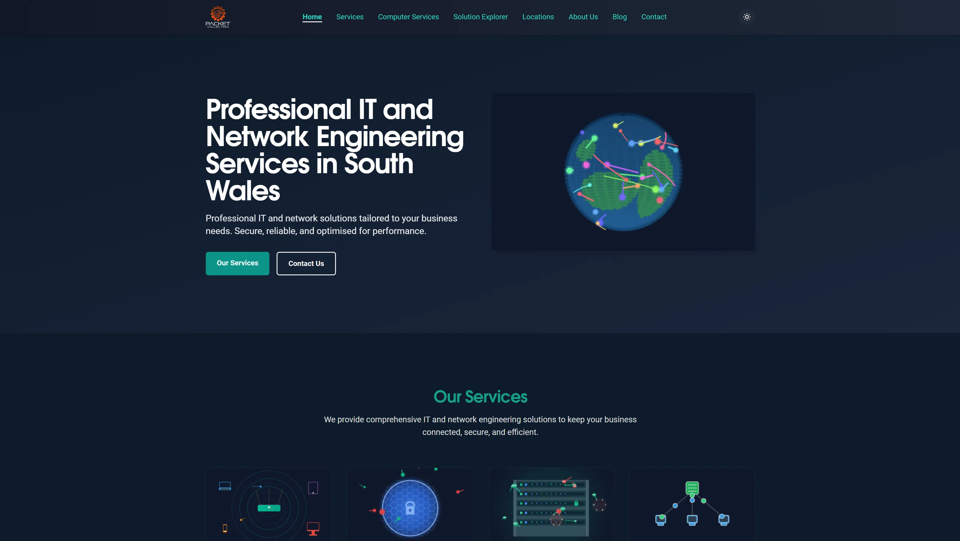 Packet Collection website screen 1