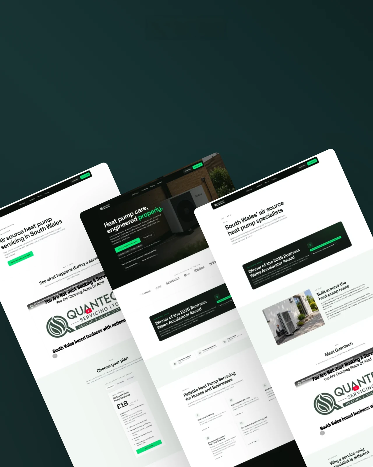 Quantech Servicing website, full page designs layered
