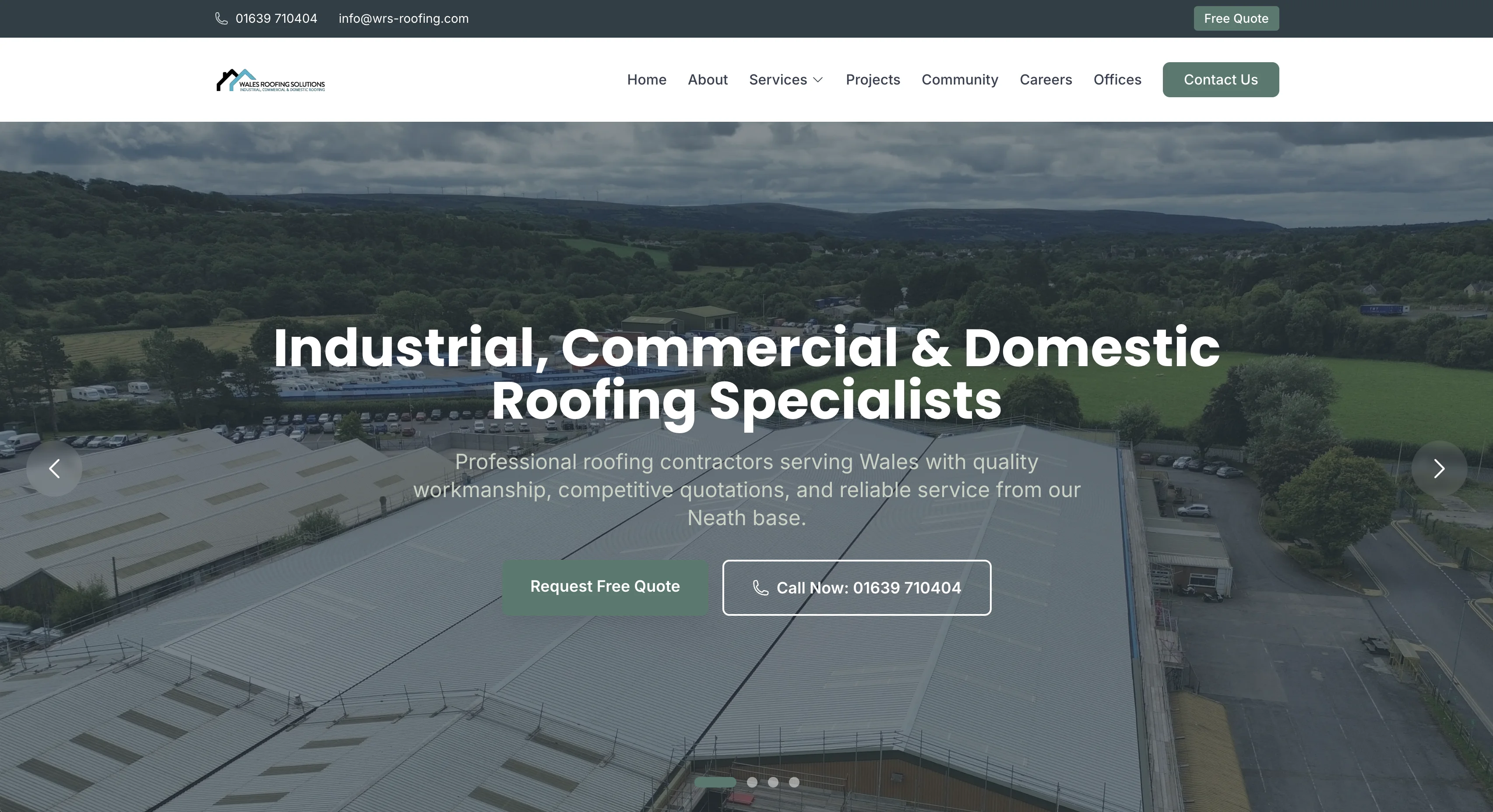 Wales Roofing Solutions website screen 1